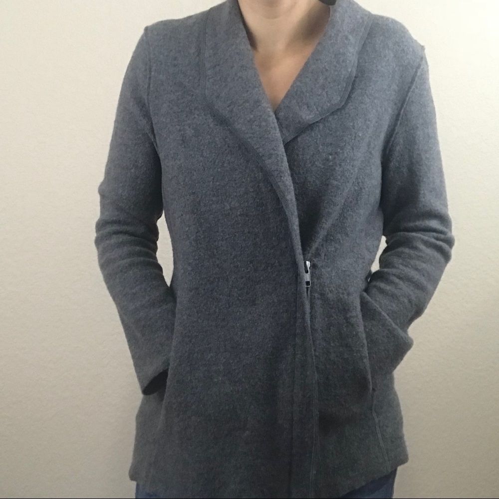 💣 Eileen Fisher Asymmetrical Moto Wool Sweater